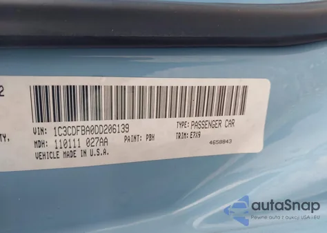 2013 Dodge Dart Sxt из США, поврежденный, VIN 1C3CDFBA0DD206139